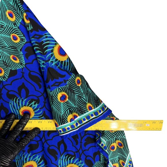 Jovie One Size Peacock Floral Kaftan Long Dress Pockets Vibrant Multicolor Boho - Picture 11 of 14